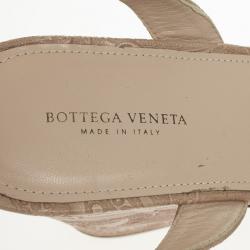 Pre Owned Bottega Veneta Butterfly-Embossed Ankle Wrap Platform Wedge Sandals Size 38.5