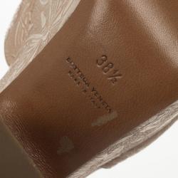 Pre Owned Bottega Veneta Butterfly-Embossed Ankle Wrap Platform Wedge Sandals Size 38.5