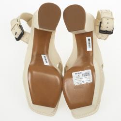 Pre Owned Bottega Veneta Cream Intrecciato Ankle Strap Platform Sandals Size 39 