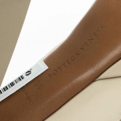 Pre Owned Bottega Veneta Cream Intrecciato Ankle Strap Platform Sandals Size 39 