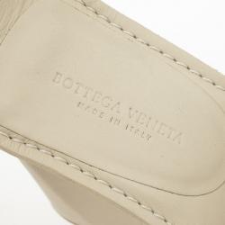 Pre Owned Bottega Veneta Cream Intrecciato Ankle Strap Platform Sandals Size 39 