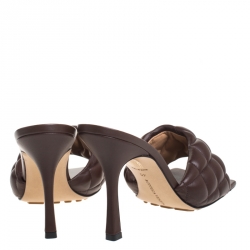 Pre Owned Bottega Veneta Brown Padded Quilted Leather Slide Sandals Size 40