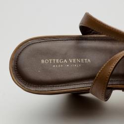 Pre Owned Bottega Veneta Brown Leather Intrecciato Platform Sandals Size 39 