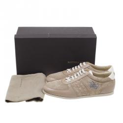 Pre Owned Bottega Veneta Beige Suede and Leather Butterfly Sneakers Size 39.5