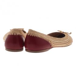 Pre Owned Bottega Veneta Two-Tone Raffia Ballet Flats Size 39