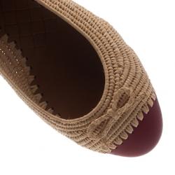 Pre Owned Bottega Veneta Two-Tone Raffia Ballet Flats Size 39