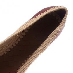 Pre Owned Bottega Veneta Two-Tone Raffia Ballet Flats Size 39