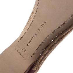 Pre Owned Bottega Veneta Two-Tone Raffia Ballet Flats Size 39