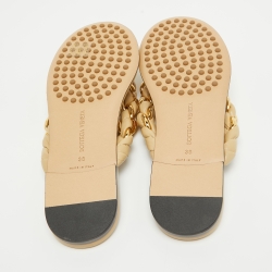 Pre Owned Bottega Veneta Beige Leather Dot Thong Flats Size 38