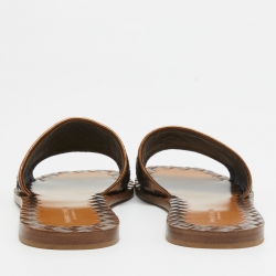 Pre Owned صندل سلايد فلات بوتيغا فينيتا جلد إنترشياتو برونزي ميتاليك مقاس 36.5 