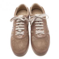 Pre Owned Bottega Veneta Beige Suede and Leather Butterfly Sneakers Size 41