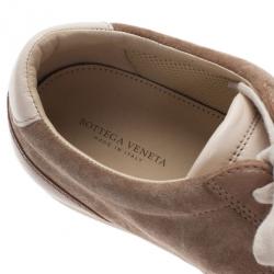 Pre Owned Bottega Veneta Beige Suede and Leather Butterfly Sneakers Size 41