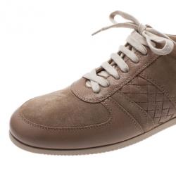 Pre Owned Bottega Veneta Beige Suede and Leather Butterfly Sneakers Size 41