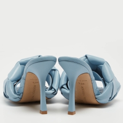Bottega Veneta Blue Woven Leather Lido Slides Size 36.5 