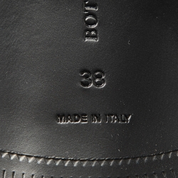 Pre Owned Bottega Veneta Black Leather Intrecciato Buckle Detail Knee Long Boots Size 38