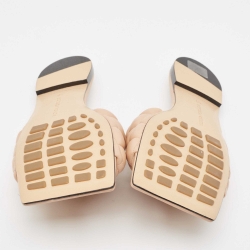 Pre Owned Bottega Veneta Beige Quilted Leather Flat Slides Size 40