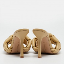 Pre Owned Bottega Veneta Light Yellow Quilted Leather Lido Slide Sandals Size 38