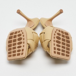 Pre Owned Bottega Veneta Light Yellow Quilted Leather Lido Slide Sandals Size 38