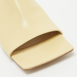 Pre Owned Bottega Veneta Beige Leather Stretch Slide Sandals Size 40