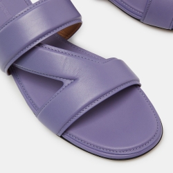 Pre Owned Bottega Veneta Lavender Leather The Band Flat Slides Size 38