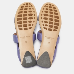 Pre Owned Bottega Veneta Lavender Leather The Band Flat Slides Size 38