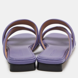 Pre Owned Bottega Veneta Lavender Leather The Band Flat Slides Size 38
