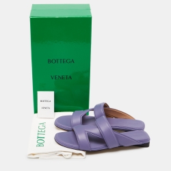 Pre Owned Bottega Veneta Lavender Leather The Band Flat Slides Size 38
