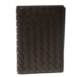 Bottega Veneta Grey Intrecciato Leather Passport Holder 
