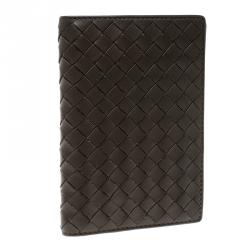 Bottega Veneta Grey Intrecciato Leather Passport Holder 