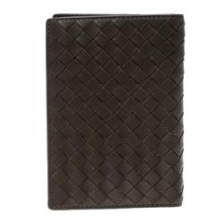 Bottega Veneta Grey Intrecciato Leather Passport Holder 