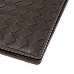 Bottega Veneta Grey Intrecciato Leather Passport Holder 