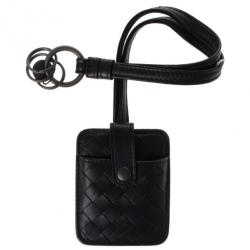 مملوكة مسبقًا Bottega Veneta Black Intrecciato Leather Key Pouch