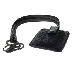 مملوكة مسبقًا Bottega Veneta Black Intrecciato Leather Key Pouch