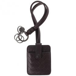 Pre Owned Bottega Veneta Brown Intrecciato Leather Key Pouch