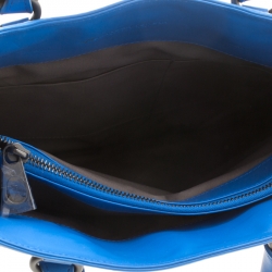 Pre Owned Bottega Veneta Blue Intrecciato Leather Flat Briefcase