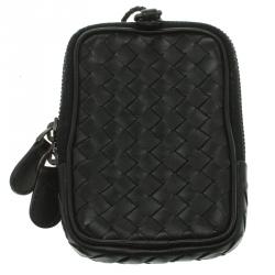 Pre Owned Bottega Veneta Black Intrecciato Leather High Tech Case Holder