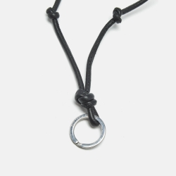 Pre Owned Bottega Veneta Black Leather Knotted Lanyard with Keyring 