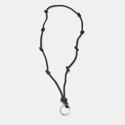Pre Owned Bottega Veneta Black Leather Knotted Lanyard with Keyring 