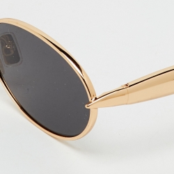 Pre Owned Bottega Veneta Gold Tone/Grey BV1386S Sardine Oval Sunglasses