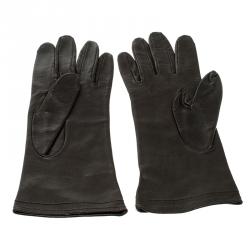 Bottega Veneta Dark Brown Leather Gloves 