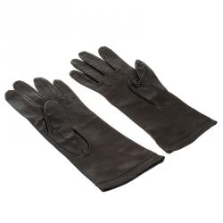 Bottega Veneta Dark Brown Leather Gloves 