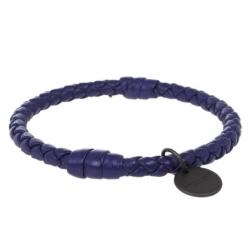 Pre Owned Bottega Veneta Intrecciato Nappa Purple Bracelet S