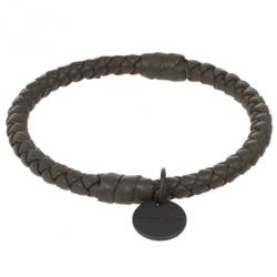 Pre Owned Bottega Veneta Intrecciato Nappa Olive Green Bracelet S