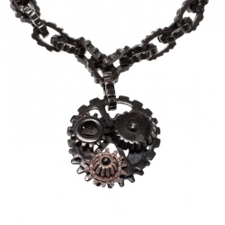 Bottega Veneta Brown Gear Chain Silver Link Bracelet S