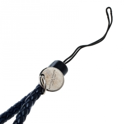 Pre Owned Bottega Veneta Dark Blue Intrecciato Nappa Cell Phone Strap