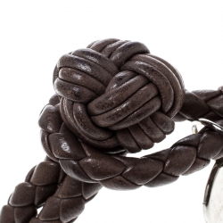 Pre Owned Bottega Veneta Intrecciato Nappa Brown Leather Double Strand Bracelet 16cm