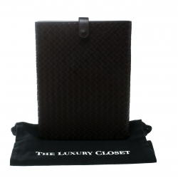 Pre Owned Bottega Veneta Brown Intrecciato Leather Ipad Case