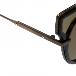 Pre Owned Bottega Veneta Havana Brown / Bronze BV0094S Lattice Embossed Cat Eye Sunglasses