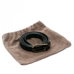 Pre Owned Bottega Veneta Black Intrecciato Leather Belt Size 95 CM