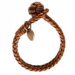 Pre Owned سوار بوتيغا فينيتا جلد أنترشياتو ميتاليك ذهبي اللون